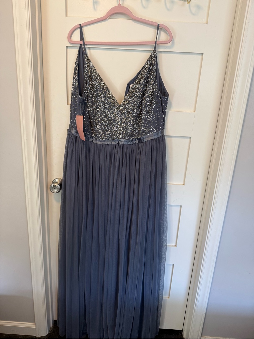 BHLDN Charcoal Sequin Bodice Tulle Gown